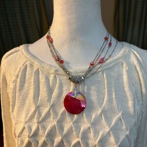 Iridescent pink necklace
